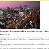 Fusiones y adquisiciones de empresas en Per registr una cada de 19% en mayo